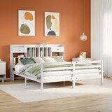 vidaXL Krevet s regalom z knjige bez madraca bijeli 200x200cm borovina Cijene