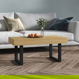 vidaXL Klubska mizica svetlo rjava in črna 90x45x40 cm MDF in železo Cene