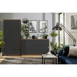 MID.YOU omara s klasičnimi vrati, črna, barve hrasta | Shoptok.si