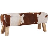  Klupa 110 x 30 x 45 cm Prava koža Smeđa i bijela | shoptok.hr