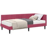 vidaXL Kutni krevetni okvir s madracem 2 pcs Zelena Baršun - boja crnog vina 90 x 190 cm | shoptok.hr