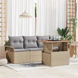 vidaXL set vrtnih sofa od 5 komada s jastučićima, bež, poli ratan, akacija Cijene