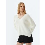 Koton V Neck Basic Long Knitted Sweater Cene