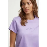 Boss Bombažna kratka majica ženska, vijolična barva, 50522209