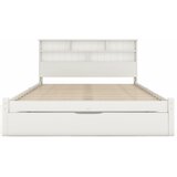 Lumor Postelja za odrasle z vzglavjem za shranjevanje + predal + letvena podlaga – 140x200 cm – masiven les – bela, (22151221) | Shoptok.si
