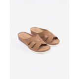 Shelvt Comfortable low-heeled wedge flip-flops beige | Shoptok.si