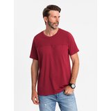 Ombre Men's cotton T-shirt with delicate embroidery - cream Cene