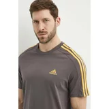 Adidas Bombažna kratka majica moška, siva barva, IS1334