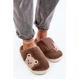 Kesi Women's fluffy slippers with teddy bear brown Fiorinella