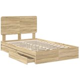  Postelja s shranjevanjem z vzglavjem Sonoma hrast 135 x 190 cm, (5000106893) | Shoptok.si