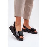 ARTIKER Leather Patent Women's Wedge Sandals with Decoration Black | shoptok.hr