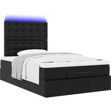 vidaXL Otomanski posteljni okvir z vzmetnico črn 120x190 cm um. usnje | Shoptok.si
