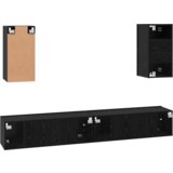 vidaXL Stenski TV kabinet s polico 6 pcs Črni hrast Konstruiran les | Shoptok.si