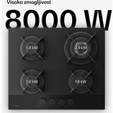 Klarstein Plinska kuhalna plošča Velaire, 4-gorniki z električnim vžigom, združljiva z zemeljskim plinom in utekočinjenim naftnim plinom, 8000 W, 60 cm | Shoptok.si