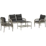  The Living Store Vrtna sedežna garnitura 4-delna z blazinami siv poli ratan - Vrtna Sedežna Garniture, (21461192) | Shoptok.si