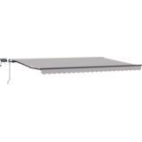 vidaXL Ročna retraktibilna tenda z LED svetlo svetlo siva 500x300 cm, Tenda zamenjava tkanine za 5x3 m okvir svetlo siva | Shoptok.si