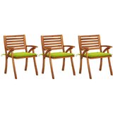 The Living Store Vrtni jedilni stoli z blazinami 3 kosi trden akacijev les - Jedilni Stol, (21478286) | Shoptok.si