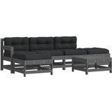 Maison Chic Seti vrtnega pohištva - Vrtna garnitura - Vrtni pohištvo set 5-delna z blazinami siva trdna borovina, (21814173) | Shoptok.si