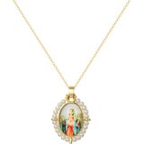 Ogrlica Medaljon Djevica Marija PM-41176 - Zlatna / Bijela / Tip1 KP41176 | shoptok.hr