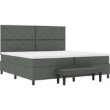vidaXL Box spring postelja z vzmetnico in klopjo temno siva 200x200 cm tkanina, (22081168) | Shoptok.si