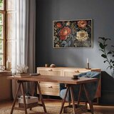  Slika - Tapestry Large Flowers Retro Floral Motif in Kilim Style 120x80 U prirodnom drvenom okviru | shoptok.hr