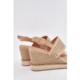 Boto Ladies Perforated Wedge Sandals With Braiding Beige Zolira | shoptok.hr