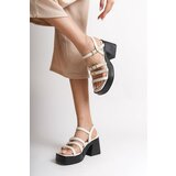 Capone Outfitters Genuine Leather 3-Stripes Buckle Platform Women's Sandals cene