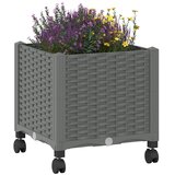  Vrtni saksija s kotačima Svjetlosiva 40 x 40 x 48 cm PP - Svjetlosiva 40 x 40 x 38 cm s kotačima | shoptok.hr