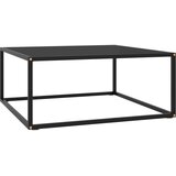vidaXL Klubska mizica črna s črnim steklom 80x80x35 cm Cene