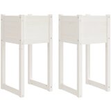 Maison Chic Visoka greda - Greda - Cvetlični Lonec 2 kosa bela 40x40x81 cm trdna borovina, (21789934) | Shoptok.si