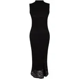 Trendyol Black Lace Zero Sleeve Fitted/Fitted Stretchy Knitted Midi Dress