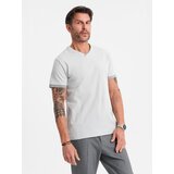 Ombre Men's T-shirt with contrasting inserts and crew neckline - light grey | Shoptok.si