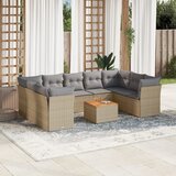  10-dijelni set vrtnih sofa s jastucima bež od poliratana | shoptok.hr