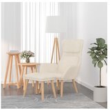 vidaXL Stol za sproščanje s stolčkom kremno bel žamet | Shoptok.si
