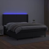 Krevet box spring s madracem LED crni 160x200cm od umjetne kože | Eponuda.com