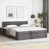 vidaXL Otomanski posteljni okvir z vzmetnico siv 160x200 cm um. usnje | Shoptok.si