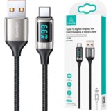 Usams BRIDED KABEL USB-C 6A HITRO POLNJENJE 1,2M LED ČRN, (22057745) | Shoptok.si