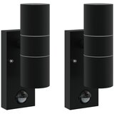 vidaXL Vanjske zidne lampe sa senzorom 2 kom Crna nehrđajući čelik IP44 | shoptok.hr