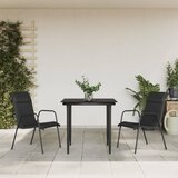  3-dijelni vrtni blagovaonski set crni od čelika i tekstilena | shoptok.hr