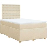 vidaXL Box spring postelja z vzmetnico krem 120x200 cm blago, (21310487) | Shoptok.si