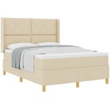 vidaXL Box spring krevet s uzglavljem Krema 160 x 200 cm tkanina - Krema 160 x 200 cm Dizajn s rombovima | shoptok.hr