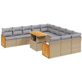 Maison Chic Seti vrtnega pohištva - Vrtna garnitura - Vrtni pohištvo set 11-delna z blazinami bež poli ratan, (21811067) | Shoptok.si