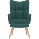 vidaXL Stol za sproščanje s stolčkom za noge temno zeleno blago | Shoptok.si