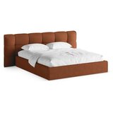 Micadoni Opečnato oranžna oblazinjena zakonska postelja s prostorom za shranjevanje z letvenim dnom 200x200 cm Eric – | Shoptok.si