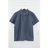 Trendyol Indigo Regular Cut Short Sleeve Textured Buttoned Polo Neck T-shirt cene