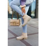 S. BARSKI Suede Trapper Boots Tiered Light beige Dalles | ePonuda.com