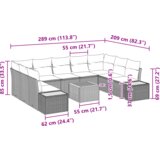 vidaXL 6-delni vrtni set kavča s blazinami v sivi barvi, poly rattan, akacija | Shoptok.si