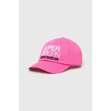 Superdry Bombažna bejzbolska kapa roza barva