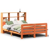 vidaXL Posteljni okvir brez vzmetnice voščeno rjav 120x200 cm borovina | Shoptok.si