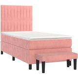 Box spring postelja z vzmetnico roza 90x200 cm žamet | Shoptok.si
